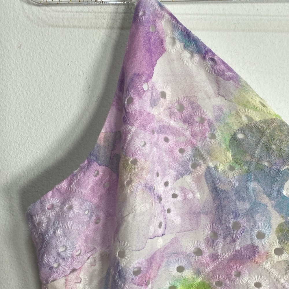 Adyson Parker Large Eyelet Watercolor Boho Midi Dress Cottagecore - Picture 4 of 15